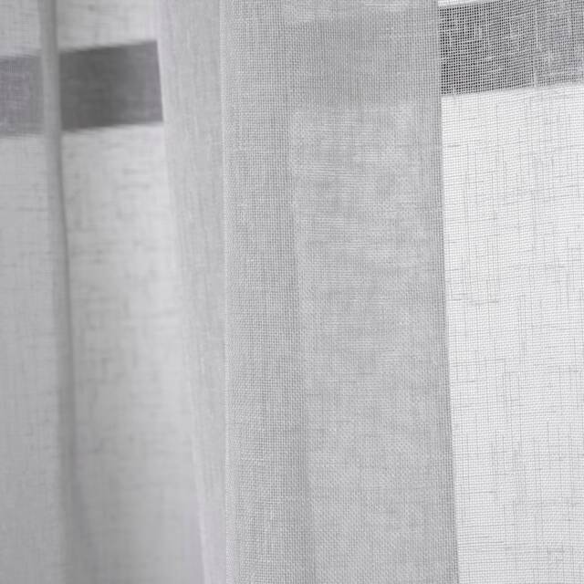 Gray Color Linen Look Modern Sheer Curtains, Custom Size Luxury Tulle Curtain Panels - image 1