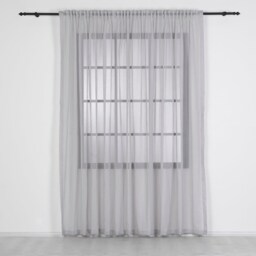 Gray Color Linen Look Modern Sheer Curtains, Custom Size Luxury Tulle Curtain Panels - thumbnail 2