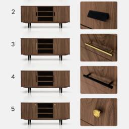 Mid-Century Sideboard, Dresser, Commode, Credenza Made Of Walnut Vaneer - Livlo O-S14 - thumbnail 3