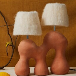 Handmade Terracotta Table Lamp Bohemian Alpaca Silk Lampshades - thumbnail 2