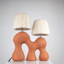 Handmade Terracotta Table Lamp Bohemian Alpaca Silk Lampshades - thumbnail 4
