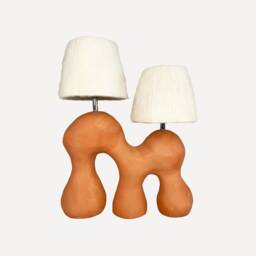 Handmade Terracotta Table Lamp Bohemian Alpaca Silk Lampshades
