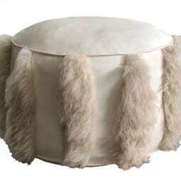 Leather & Fur Embossed Pouf - thumbnail 3