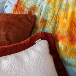 Spice Red Handmade Cushion Cover Only With Cotton Fringe - thumbnail 3