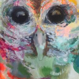 Magic Owl Throw Pillow, Colorful Bird Art, Whimsical Home Decor - thumbnail 2