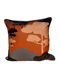Japanese Cloud Tree Velvet Cushion - Burnt Orange - thumbnail 1