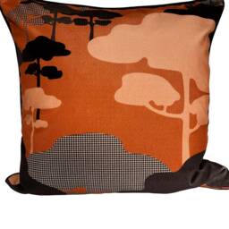 Japanese Cloud Tree Velvet Cushion - Burnt Orange - thumbnail 3