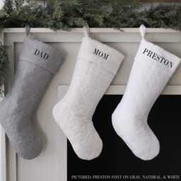 Personalized Name Christmas Stocking - Custom Family Holiday Sock Neutral Modern Xmas Decor Quilted Traditional Design - thumbnail 2