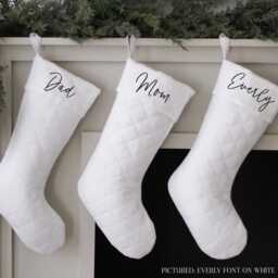 Personalized Name Christmas Stocking - Custom Family Holiday Sock Neutral Modern Xmas Decor Quilted Traditional Design - thumbnail 3