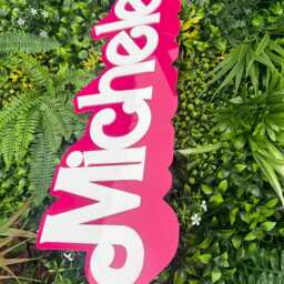 Personalized Pink Acrylic Name Sign, 3D Doll Style Room Decor - thumbnail 3