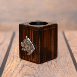 American Staffordshire Terrier - Wooden Candlestick With Dog, Souvenir, Decoration, Limited Edition, Collection - thumbnail 2