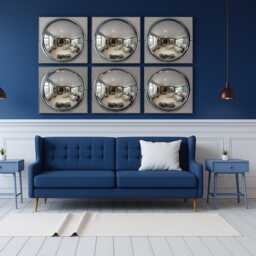 Set Of Six - 6 Sixties Chrome Bubble Wall Art - thumbnail 3