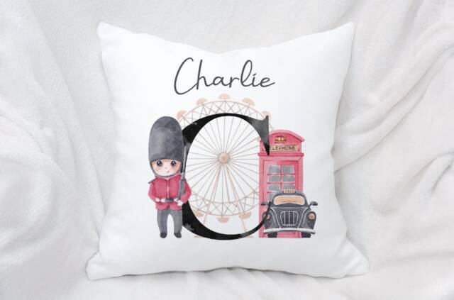 Personalised British Busby Soldier Cushion Ideal Gift For Kids Bedroom - image 1