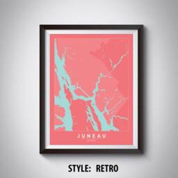 Juneau Alaska Map Art Print Modern Office Decor - thumbnail 4