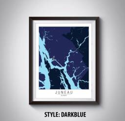 Juneau Alaska Map Art Print Modern Office Decor - thumbnail 1