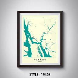 Juneau Alaska Map Art Print Modern Office Decor - thumbnail 3