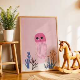 Jellyfish Nursery Poster - Ocean Wall Art For Kids Room Baby Print Sea Life Animal Playroom Decor Pink Gift - thumbnail 2