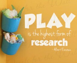 Play Is The Highest Form Of Research Albert Einstein Kids Playroom School Class Learning Wall Decal Art Vinyl Quote Sticker Decor A48 - thumbnail 1