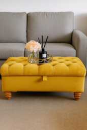 Chesterfield Velvet Storage Ottoman Handmade in Uk, Coffee Table Footstool