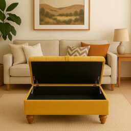 Chesterfield Velvet Storage Ottoman Handmade in Uk, Coffee Table Footstool - thumbnail 2