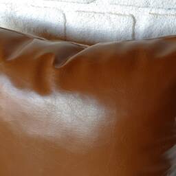 Chestnut Brown Faux Leather Pillow Cover/Modern Scandinavian Home Decor/Housewarming Gift-1Qty - thumbnail 2
