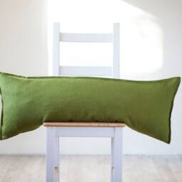 Green Linen Lumbar Pillow Cover Set Custom Size Bed Pillowcases - thumbnail 3