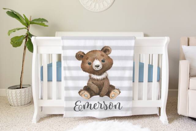 Personalized Baby Name Blanket Floral Gift Custom Coming Home Bear Hospital Shower New Mom - image 1