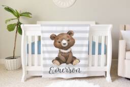 Personalized Baby Name Blanket Floral Gift Custom Coming Home Bear Hospital Shower New Mom