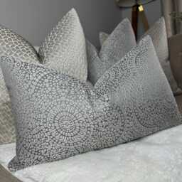 "Art Mosaic Cushion Cover, Silver Grey Scatter Pillow 12""x20"