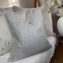 Decorative Cushion Cover For Sofa Or Bed, Scatter Pillow Silver Grey, Furnishing Designer Fabric - Double Sided - thumbnail 2