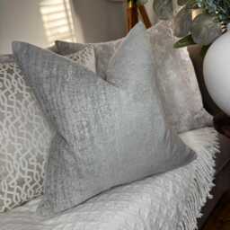 Decorative Cushion Cover For Sofa Or Bed, Scatter Pillow Silver Grey, Furnishing Designer Fabric - Double Sided - thumbnail 1