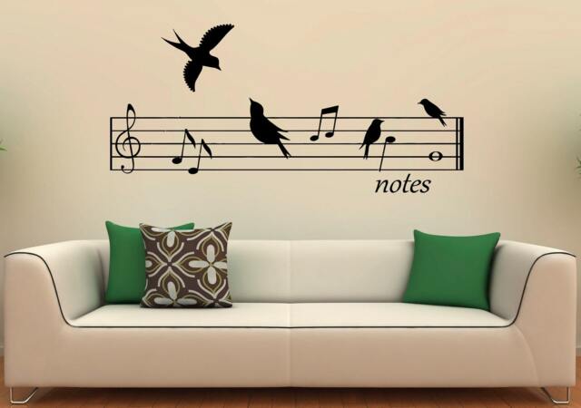 Music Notes Wall Decal Vinyl Stickers Birds Home Interior Art Design Murals Bedroom Decor - 20M01C - image 1