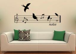 Music Notes Wall Decal Vinyl Stickers Birds Home Interior Art Design Murals Bedroom Decor - 20M01C - thumbnail 1