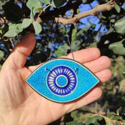 Evil Eye Wall Hanging, Blue Evil Eye, Ceramic Decor, Protection Amulet, Home Protection, Greek Souvenir, Gift - thumbnail 2