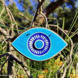 Evil Eye Wall Hanging, Blue Evil Eye, Ceramic Decor, Protection Amulet, Home Protection, Greek Souvenir, Gift