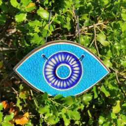 Evil Eye Wall Hanging, Blue Evil Eye, Ceramic Decor, Protection Amulet, Home Protection, Greek Souvenir, Gift - thumbnail 3