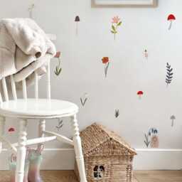 Fairy Door Wall Stickers - Nursery Art Forest Flowers Removable Fabric Wild Flowers Girls - thumbnail 3
