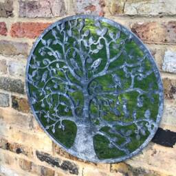 Tree Of Life Mirror 51cm Fathers Day Gifts Hanging Garden Ornaments Birthday Presents Patio Decor Wall Art Birds Grey Gardening Gardener - thumbnail 2