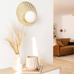 Sunny - Mid Century Glass Globe Wall Sconce Round Lamp & Elegant Lighting Fixture - thumbnail 2