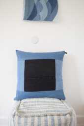 "Denim Throw Pillow, Black & Blue 20'' X 20 " - thumbnail 1