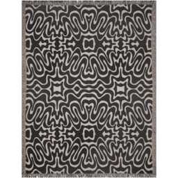 Black & White Psychedelic Pattern Woven Cotton Throw Blankets - thumbnail 4