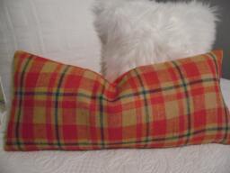 Burlap Plaid.red.natural.green.holiday Burlap Pillow Cover.christmas.holiday Decor.country Pillow.farmhouse Pillow.rustic Slipcover.winter - thumbnail 1