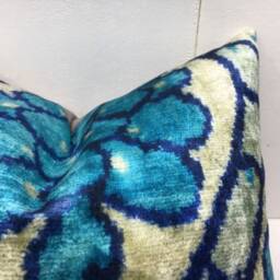 Silk Ikat Pillow Cover - 16x16 - Hand-Dyed Accent Cushion - thumbnail 2