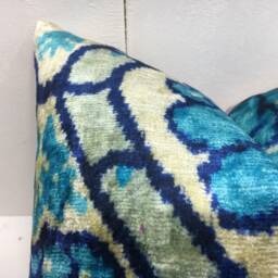 Silk Ikat Pillow Cover - 16x16 - Hand-Dyed Accent Cushion - thumbnail 3