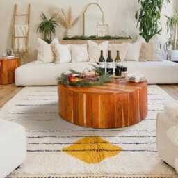 Yellow Diamond Moroccan Rug, Linear Striped Berber Carpet, Handmade Shag Area Large Modern Boho Decor - thumbnail 3