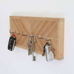 Beige Raw Wood Wall Key Holder, Modern Rustic, Wabi-Sabi, Minimalist, Storage With Hooks For Keys, Jewelry Or Handbag - thumbnail 3