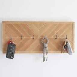 Beige Raw Wood Wall Key Holder, Modern Rustic, Wabi-Sabi, Minimalist, Storage With Hooks For Keys, Jewelry Or Handbag - thumbnail 2