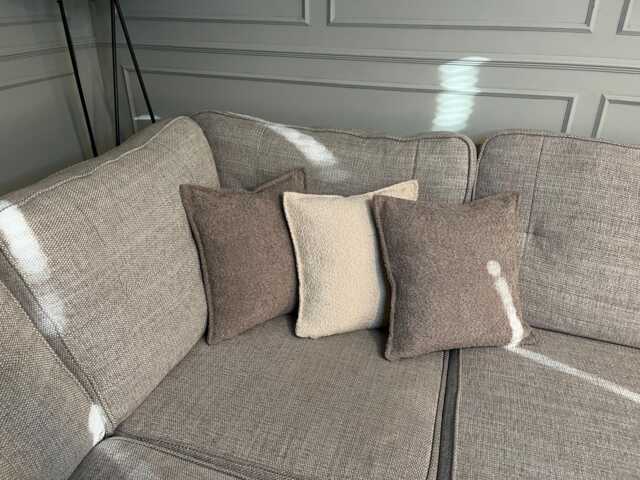 Boucle Scatter Cushion Soft Fluffy Beige Cream Throw Pillows in Teddy Boucl?? Fabric - image 1