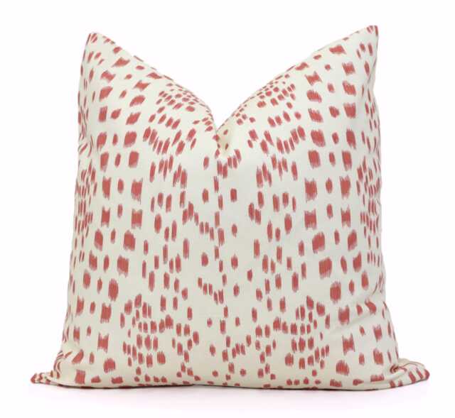 Brunschwig Fils Les Touches Pillow Cover Berry Coral Abstract Print - image 1