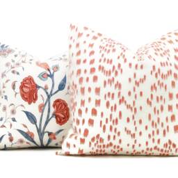 Brunschwig Fils Les Touches Pillow Cover Berry Coral Abstract Print - thumbnail 2